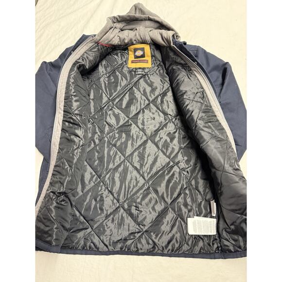 Dickies Jacket Mens Small Hooded Full Snap Quilted Workwear Painter Logo - Picture 8 of 12